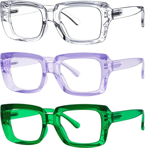 Vista 26 de Eyekepper - Juego de 4 gafas elegantes para mujer, anteojos cuadrados de gran tamaño para mujer