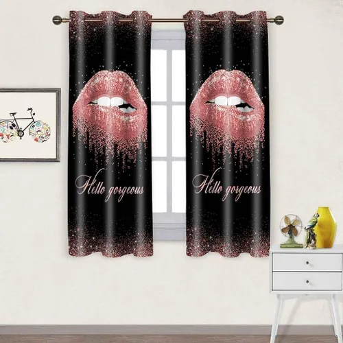Vista 10 de CLZYSP554 - Cortinas de labios para dormitorio, cortinas opacas con aislamiento térmico para oscurecer la habitación, cortinas opacas para Dorado