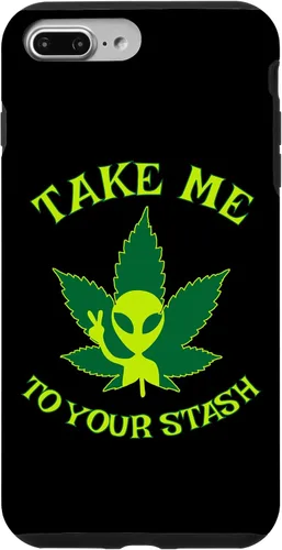Vista 12 de iPhone 16 Alien Weed Leaf Stoner 420 Stash Fiction Pot Lovers Design Case