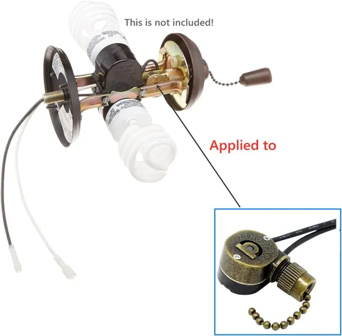 Vista 3 de Interruptor de cadena de tracción de techo ZE-109M Zing Ear Metal Pull Chain Light Switch ON-Off Interruptor de cadena de tracción Interruptor
