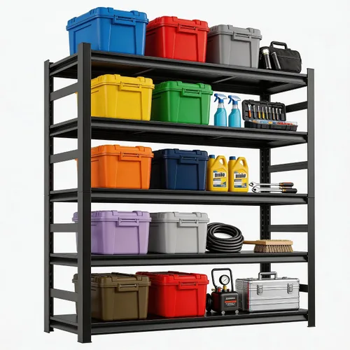 Vista 7 de Estantería industrial con almacenamiento ajustable, de acero resistente, para herramientas y equipos pesados, capacidad de 2000 lb