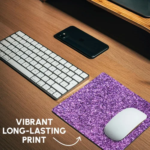 Vista 6 de 3dRose LLC - Alfombrilla de mouse de 8 x 8 x 0.25 pulgadas, foto de purpurina sintética morada de textura brillante, a la moda, femenino, moderno