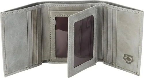 Vista 9 de Stealth Mode Cartera de cuero triple RFID para hombres con soporte de identificación abatible (negro)