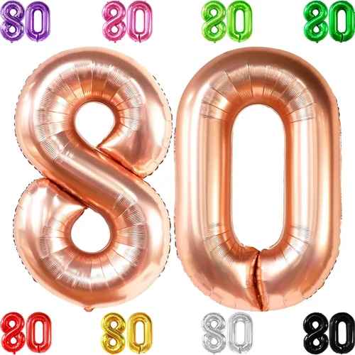 Vista 10 de KatchOn, Globos gigantes negros del número 80, 40 pulgadas, decoraciones de feliz cumpleaños 80 para mujer, globos de cumpleaños de 80 años