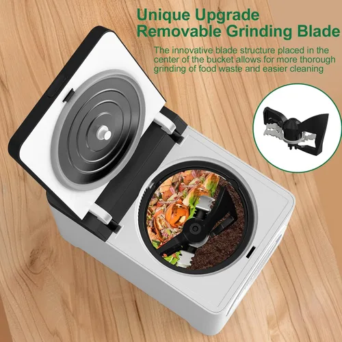 Vista 4 de 3L Compostador Eléctrico para Cocina, Contenedor de Compostaje de Encimera, Modelo Inteligente de Un Toque, Manejo de Residuos de Cocina, con Triple