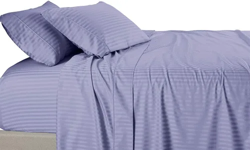 Vista 11 de Royal Tradition Damasco rayado 580 hilos, 100 % algodón tamaño Queen juego de sábanas de cama beige