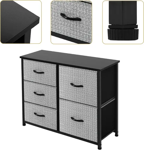 Vista 4 de AZL1 Life Concept Mueble de almacenamiento para tocador, grande, organizador de pie para dormitorio, oficina, sala de estar y armario, 5 cajones