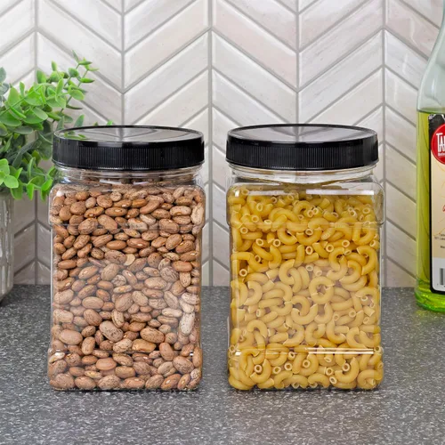 Vista 2 de Cornucopia Brands Tarros cuadrados de plástico de 32 onzas (paquete de 4, cuarto de galón); recipientes rectangulares transparentes de 4 tazas