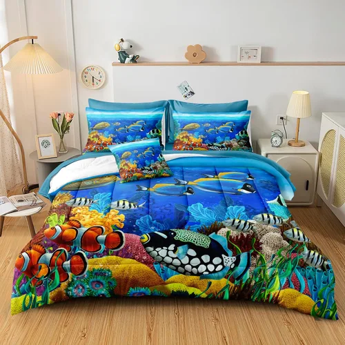 Vista 17 de Bedding_Dreamer Juego de ropa de cama Queen en una bolsa, diseño de sol y luna, espacio misterioso, decoración del hogar, edredón de plumón