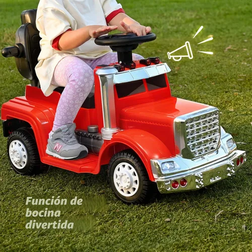 Vista 4 de Outfunny Coche de empuje 3 en 1 para niños pequeños de 1 a 3 años con mango y música Rojo