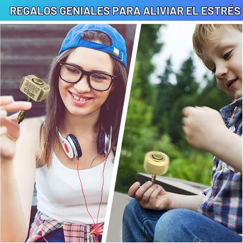 Vista 7 de Fidget Spinners de metal, martillo giratorio de mano 2 en 1, Fidgit Spinner, bloques de cubo para ansiedad para niños y adultos, juguetes para Oro