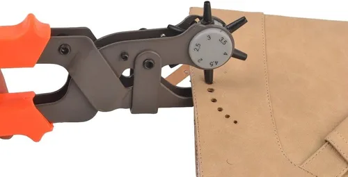 Vista 2 de eZthings® Herramienta de punzonado profesional de cuero-artesanía, alicates giratorios, correa de cuero perforador de agujero