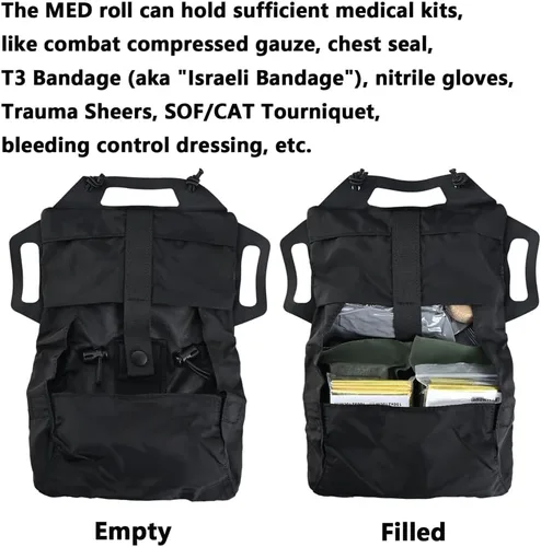 Vista 6 de SABADO Rapid/Quick Deploy First Aid Kit Pack Tactical IFAK Pouch Two-Piece System Med Roll Carrier Hypalon Handle Outdoor Sport Hunting Bag