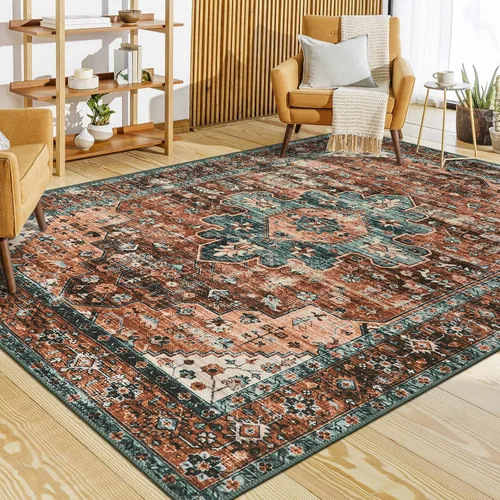 Vista 32 de Moynesa Alfombra ultra fina lavable de 2 x 3 pies, alfombra pequeña de cocina para entrada, interior, antideslizante, tapete vintage para puerta