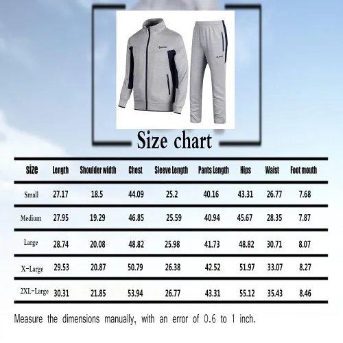 Vista 3 de Guanzizai Conjunto deportivo casual de manga larga para hombre, conjunto deportivo con cremallera completa, chaqueta deportiva y pantalones