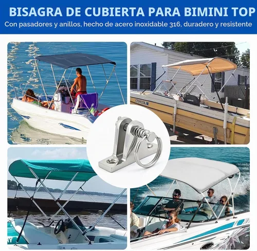 Vista 7 de Bimini Bisagra de cubierta superior, pasador de liberación rápida de acero inoxidable 316, paquete de 4