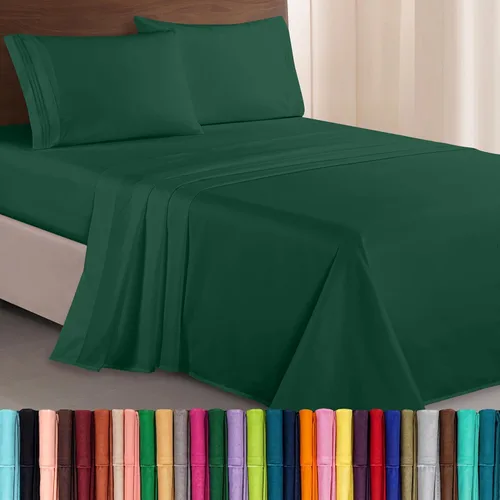 Vista 38 de Elegant Comfort Lujoso juego de sábanas de microfibra de alta calidad 1500 hoteleras bordadas de tres líneas más suaves de 4 piezas, resistente a