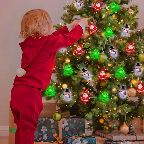 Vista 3 de Curyidy Guirnalda de luces de Navidad, 30 luces LED de cobre con control remoto y resistente al agua, funciona con pilas, para interiores y Papá Noel