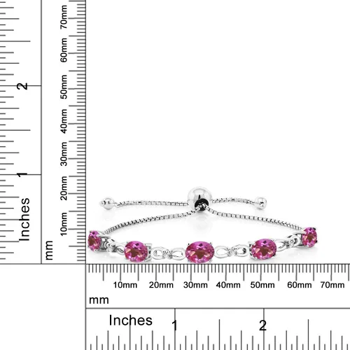 Vista 15 de Gem Stone King Pulsera de tenis de diamantes cultivados en laboratorio con piedra natal de 3-6 quilates para mujer, plata de ley 925, ovalada