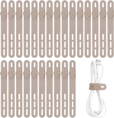 Vista 10 de Oligei 25 bridas de silicona para cables, reutilizables, de alta elasticidad para cables eléctricos, organizador de cables para auriculares