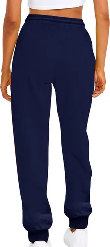 Vista 3 de Pantalones deportivos de forro polar para mujer, holgados, casuales, de cintura alta, para entrenamiento, atléticos, con parte inferior de cincha