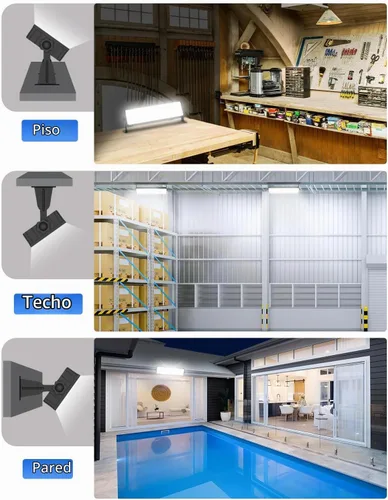 Vista 6 de Paquete de 4 Luces LED para Taller, 100W 11000LM Ultra Brillantes, Luz de Garaje Enchufable con Interruptor de Encendido/Apagado + Cable de 6 Pies