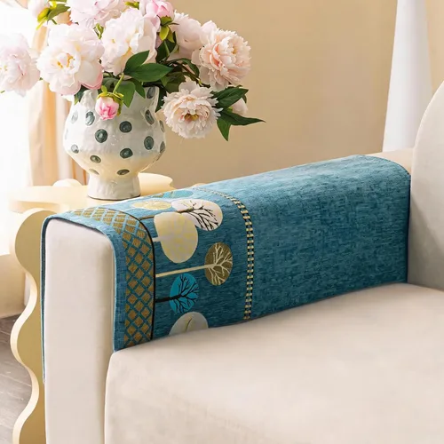 Vista 11 de Funda Boho para Sofá, Fundas de Sofá Antideslizantes Lavables, Fundas de Sofá de Chenilla Acolchadas, Fundas Bohemias para Sofá, Protector de Azul