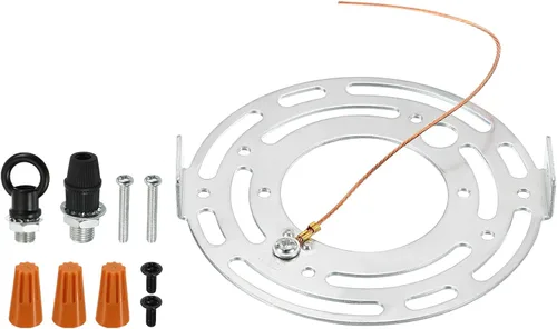 Vista 6 de PATIKIL Kit de placa de luz de techo redonda de 4.528 in, 1 juego de placa de soporte de montaje de lámpara de acero para lámpara colgante