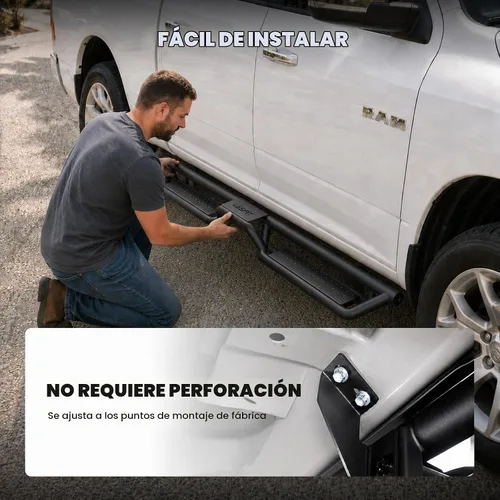 Vista 4 de LASFIT - Estribos para cabina de tripulación: para Ram 1500 2009-2018 / Ram 1500 Classic 2019-2026 / Ram 2500 2010-2026 / Ram 3500 2010-2026, dos