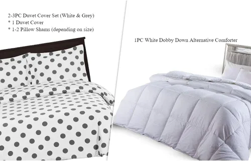 Vista 2 de Juego de cama de 3 piezas, funda de edredón y relleno de edredón con relleno de edredón alternativo Dobby extra cálido junto con 100% algodón percal