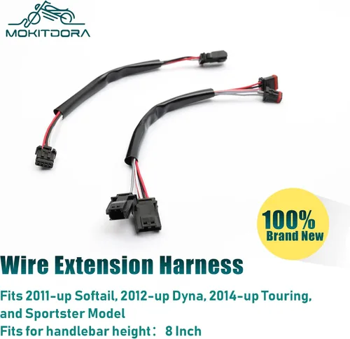 Vista 2 de MoKitDora Mazo de cables extendido para manillar CAN-Bus Switch Cableado para Harley Softail Touring Dyna Sportster Modelos 8 pulgadas