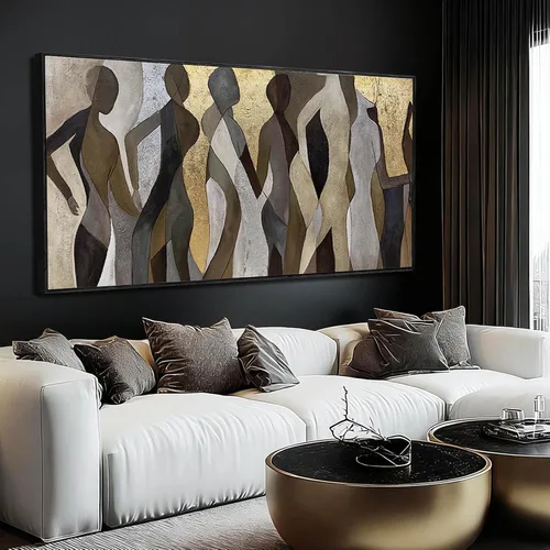 Vista 13 de Artexist Arte de Pared de Lienzo Abstracto Grande Pintura Rosa Decoración de Dormitorio Amarillo Arte Azul Marino Impresiones de Arte Fotográficas