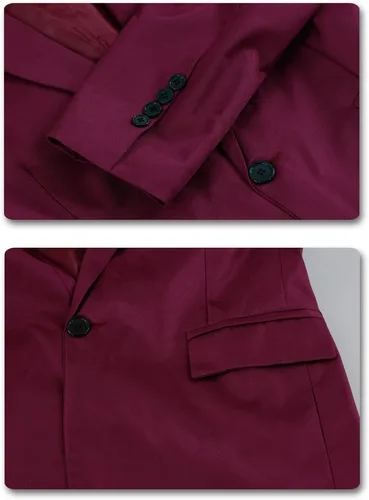 Vista 28 de YUNCLOS Chaqueta blazer casual de 1 botón con solapa con muescas para hombre