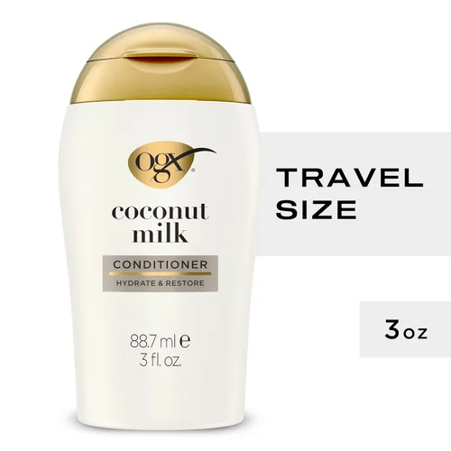 Vista 2 de OGX Acondicionador hidratante nutritivo + leche de coco, acondicionador hidratante y restaurador hidrata para cabello suave después del primer uso