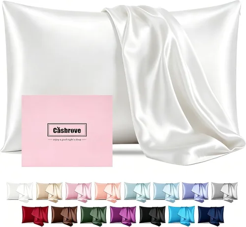 Vista 13 de Fundas de almohada de seda con cremallera, funda de almohada de morera, azul bebé, estándar, 1 unidad 20x26 Silk Pillowcase for Hair and