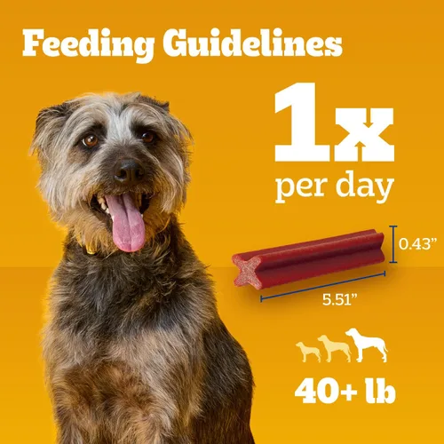 Vista 8 de Pedigree Dentastix - Golosinas para perros de raza grande, sabor a tocino, bolsa de 1.67 libras (32 golosinas) Triple action dental care, reduces