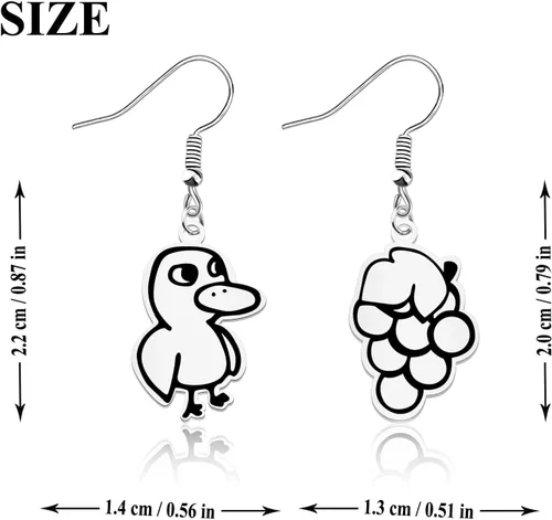 Vista 2 de OKEYCH Regalos inspirados en los años 90, divertidos aretes de pato para la nostalgia, joyería para cosplay
