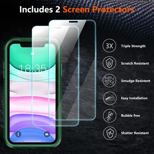Vista 5 de SPIDERCASE Funda a prueba de golpes para iPhone 11, [protección contra caídas de grado militar de 10 pies], con 2 piezas