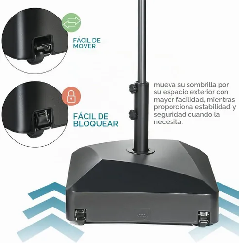 Vista 4 de Maple99 Base de paraguas – Soporte para poste de paraguas rellenable, 2 perillas, con diseño resistente al viento para patio, cubierta, piscina
