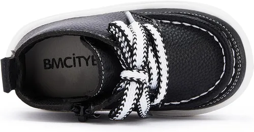 Vista 4 de BMCiTYBM Zapatos para bebé niño y niña, tenis antideslizantes suaves y ligeros, zapatos para caminar de primer paso, 6, 9, 12, 18, 24 meses