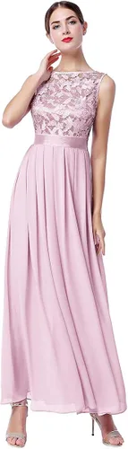 Vista 2 de FYMNSI - Vestido largo de gasa para mujer con encaje floral Vestido de baile XXL Dusty Rose