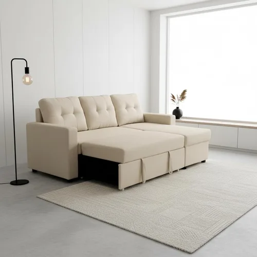 Vista 3 de Container Furniture Direct Sofá cama convertible en forma de L Sofá cama modular extraíble que ahorra espacio para apartamentos y salas de estar