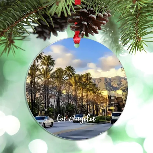 Vista 23 de Florida USA - Adornos de Navidad acrílicos de Miami, paisaje urbano, decoraciones de Navidad para árbol de viaje, recuerdo, adornos de Navidad