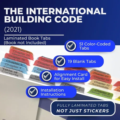 Vista 2 de Pestañas de libro para The International Building Code 2021. Pestañas laminadas, codificadas por colores y extraíbles para The IBC