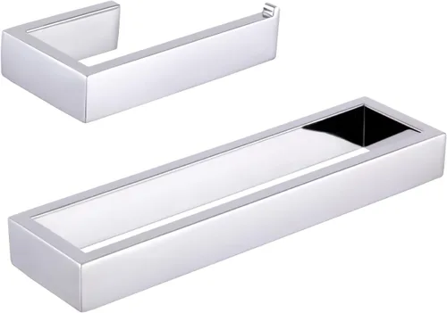 Vista 12 de GERZWY Juego de accesorios de baño de 2 piezas de acero inoxidable contemporáneo montado en la pared - Soporte para papel higiénico con anillos