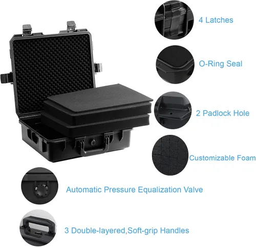 Vista 4 de Regetek Funda rígida impermeable de 21.85 x 18.11 x 7.08 pulgadas, estuche de almacenamiento de viaje con espuma para Starlink MINI, cámara
