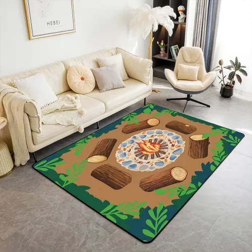 Vista 9 de jejeloiu Alfombra para sala de estar de animales de la selva para niños, 3 x 5, alfombra de área de tigre para niños, niñas, adolescentes