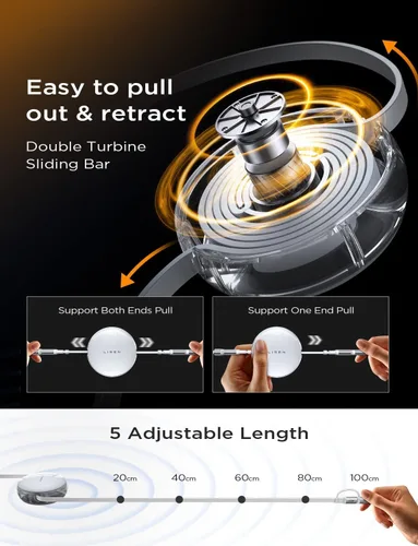 Vista 7 de LISEN 5 en 1 Cable retráctil 60W Cable de carga múltiple para múltiples dispositivos Puertos USB-C/A/L, cargadores retráctiles para iPhone