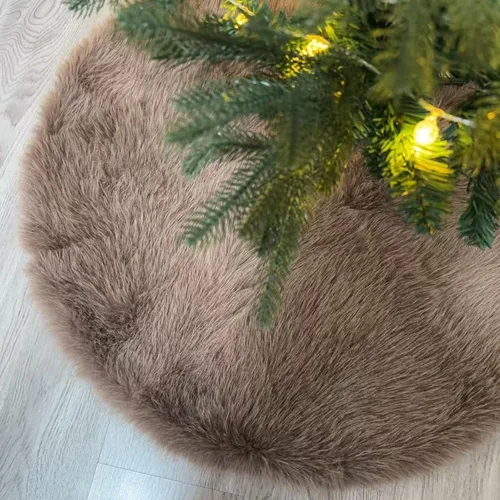 Vista 18 de Falda de árbol de Navidad de felpa negra de 24 pulgadas, pequeña, de piel sintética gruesa, lujosa decoración navideña para Año Nuevo, decoración
