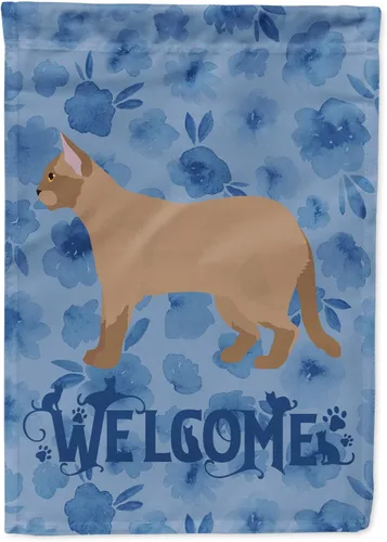 Vista 48 de Caroline's Treasures CK4813CHF - Bandera de bienvenida con gato abisinio azul, manga grande, para porche, para colgar en la pared, poliéster